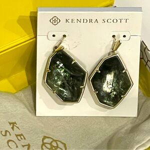 NWT Kendra Scott Dunn Silver Tone Drop Earrings in Sage Mica